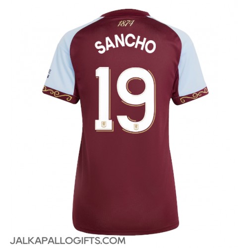 Aston Villa Jadon Sancho #19 Kotipaita Naiset 2025-26 Lyhythihainen Aston Villa Jadon Sancho #19 Kotipaita Naiset 2025-26 Lyhythihainen